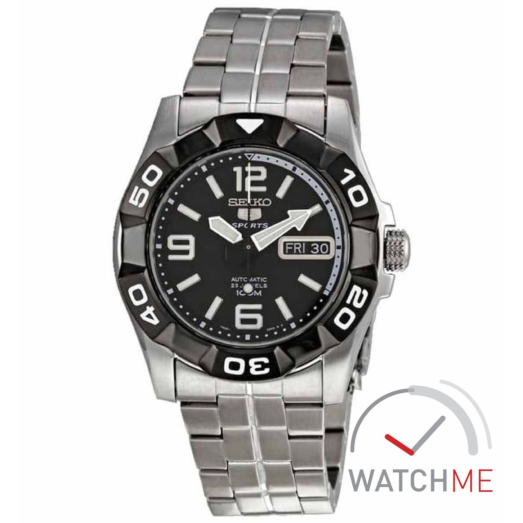 Jam Tangan Seiko 5 SNZH99 Automatic Sport Black Dial 100m Stainless Steel Original Garansi