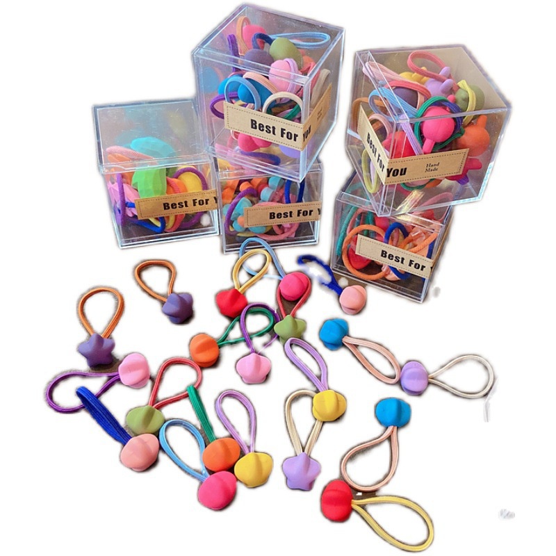 10pcs / Set Ikat Rambut Karet Elastis Motif Kartun Gaya Korea Untuk Anak Perempuan