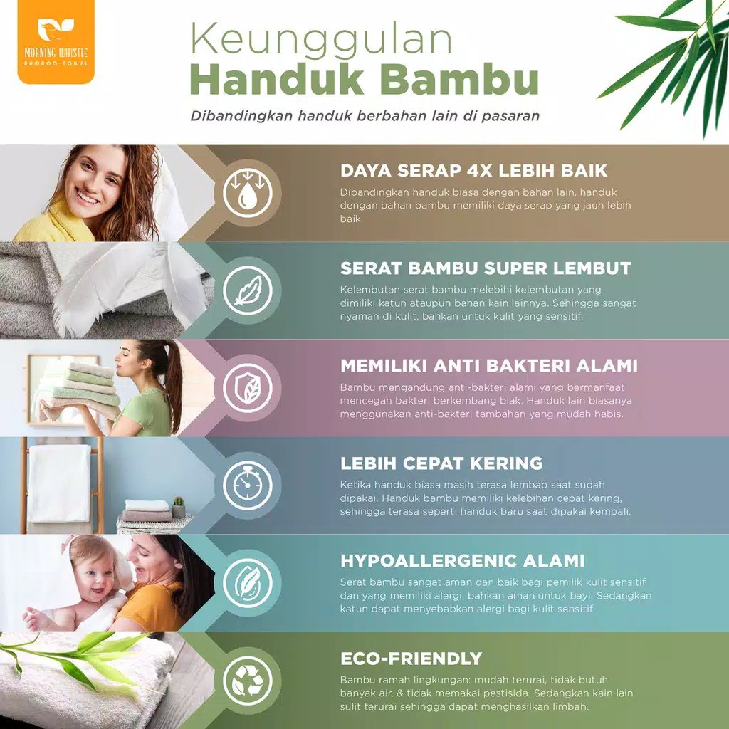 Handuk Mandi Dewasa Terry Palmer Morning Whistle Bamboo Fillzo 70 x 135 cm