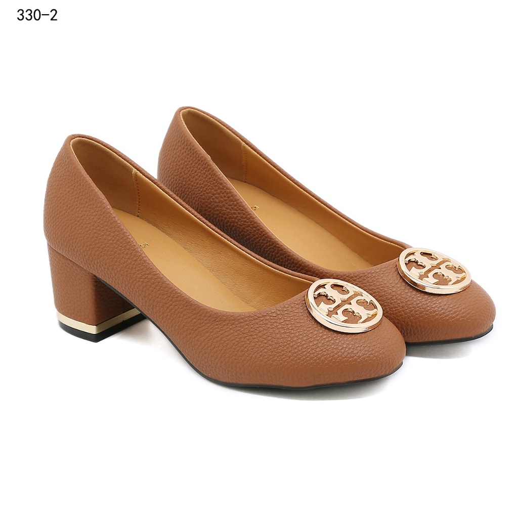 TB Togo Leather Pumps Heel #330-2