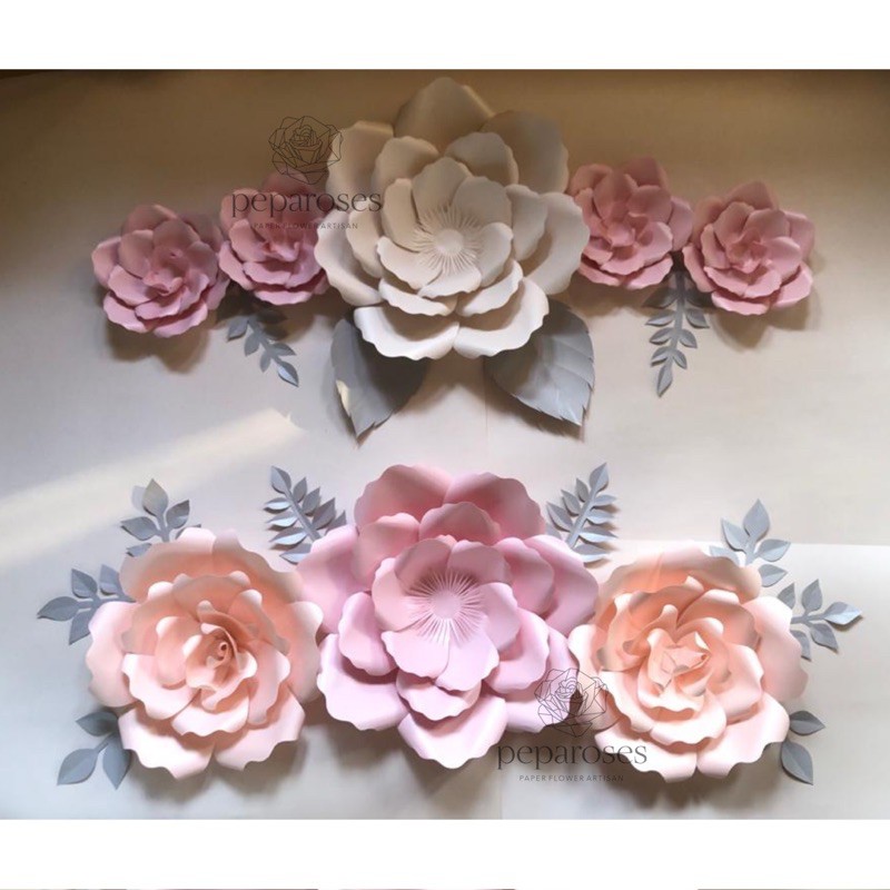 Backdrop Bunga Kertas Hiasan Dinding - Paper Flower Backdrop Wall Decoration - SET D (Peparoses)