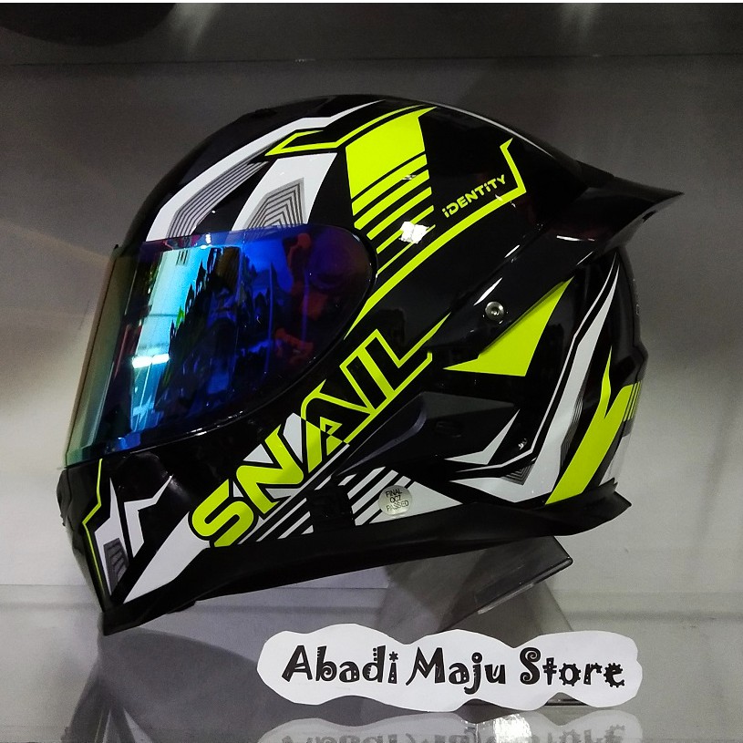 Helm Snail FFS1 Motif Baru Identity Yellow Spoiler 3D Original