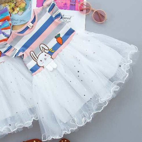 HappyOliver DRESS RABBIT CARROT SALUR 926 EBV Baju Dress Anak Perempuan Import 6 bulan - 5 tahun/Dress Bayi Perempuan/Gaun Bayi Perempuan/Dress Pesta/Dress Bayi