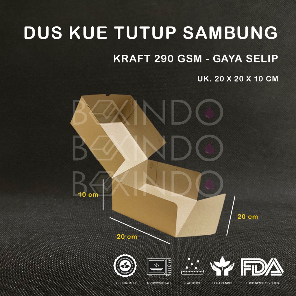 

Kotak Kue, Dus Kue, Kotak Kue Sambung 20x20x10cm
