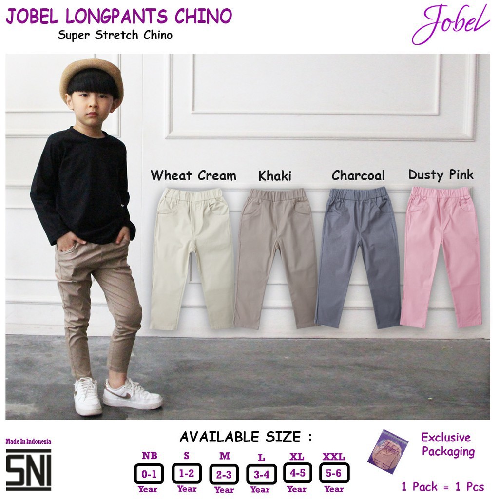 Celana Panjang Anak Perempuan Laki Laki 0-6 Tahun Jobel Long Pants Chino 1pcs