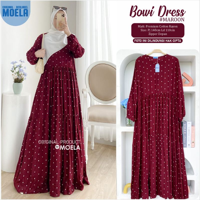 Bowi dress by Moela motif polkadot | Gamis