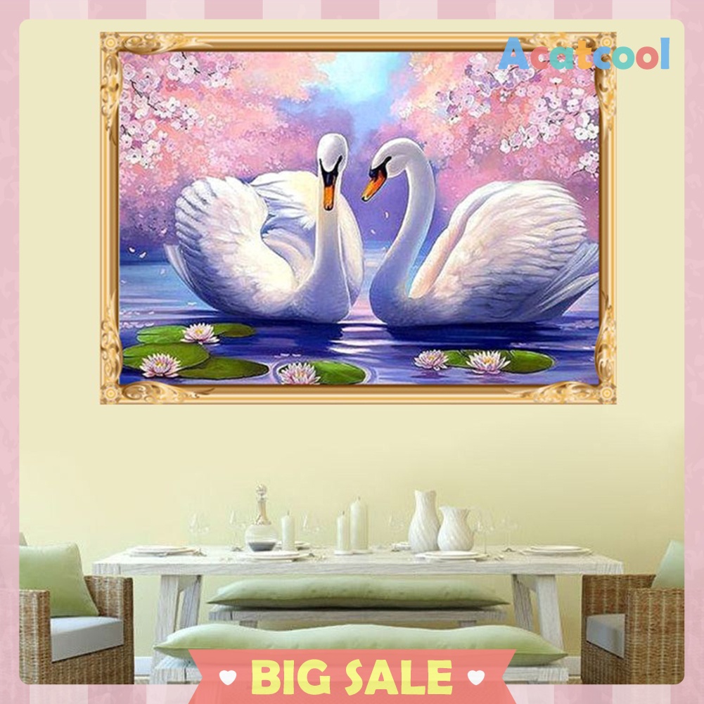 Two White Swans 5D Diamond Painting Embroidery DIY Cross Stitch Home Decor