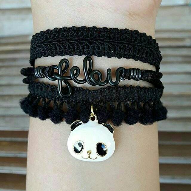Gelang Nama 3 Tali Panda