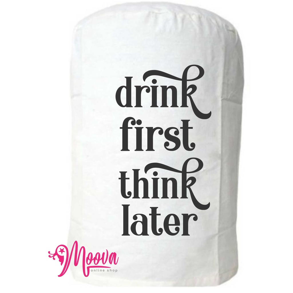 Cover Galon/Sarung Galon/Tutup Galon Motif Drink First Think Later Gratis Tempat Tissue