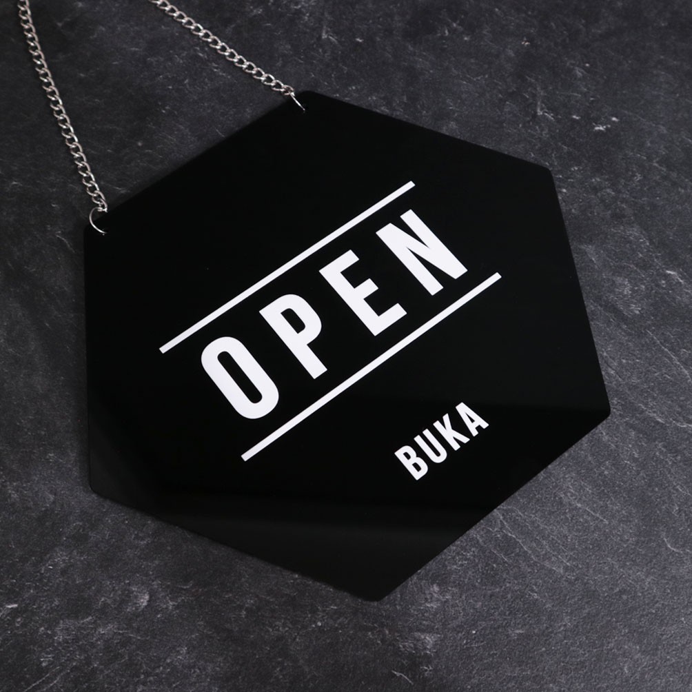 Open Closed | Akrilik Hexagonal | Sign Board