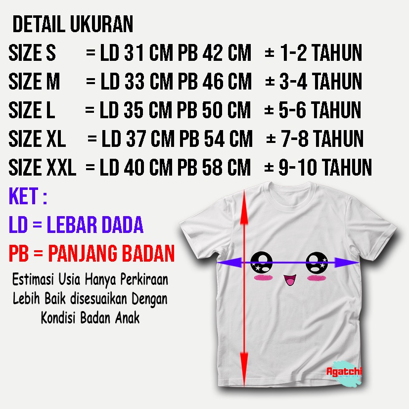 Baju Anak / Kaos Atasan Anak / Kids T shirt Kawaii Face