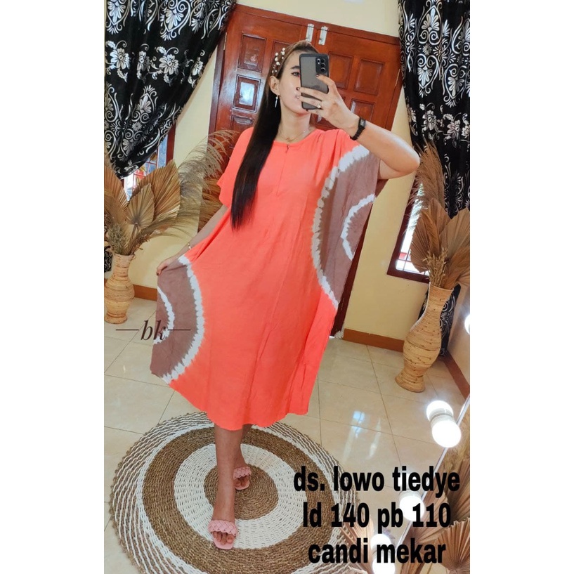 DASTER LOWO KAFTAN JUMBO LD 140 BIGSIZE CORAK TIE DYE JUMPUTAN WARNA SOFT PASTEL MOTIF KEKINIAN VIRA