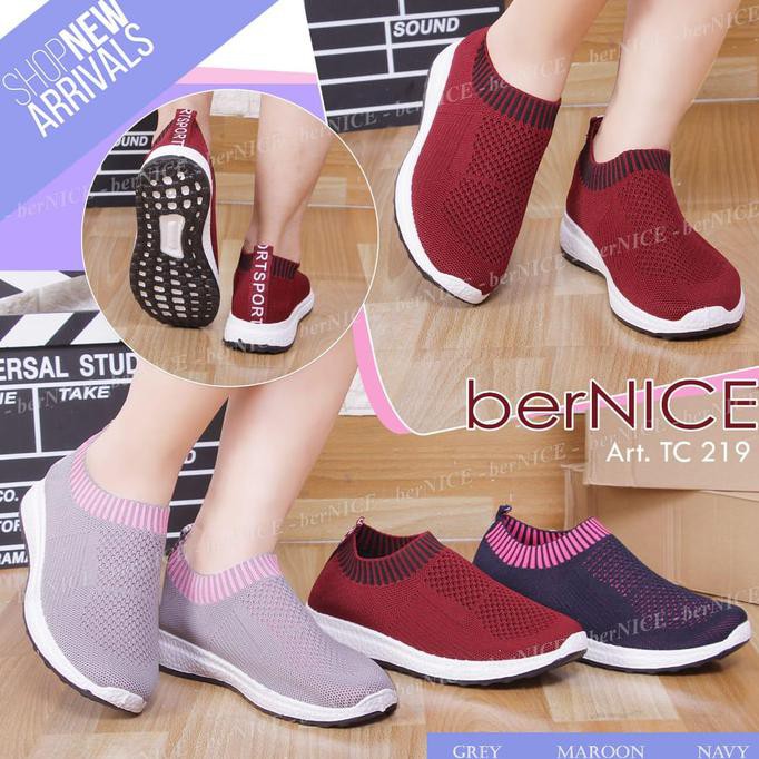 Bernice Tc219 Import Ori Sepatu Fashion Sport Flat Slip On Ready
