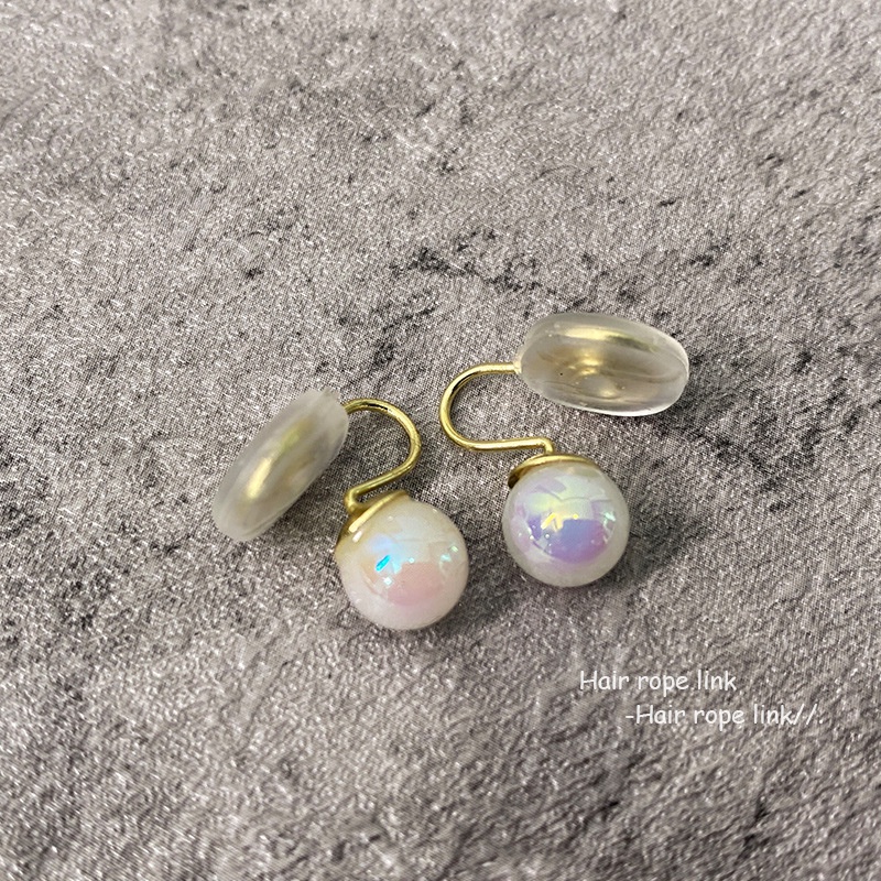 Anting Klip Aksen Mutiara Warna-Warni Bahan Alloy Untuk Wanita