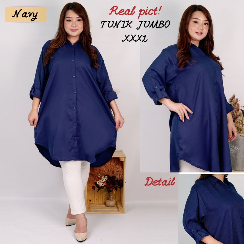 TUNIK KEMEJA POLOS JUMBO MURAH / TUNIK WANITA JUMBO / TUNIK JUMBO WANITA / TUNIK JUMBO TERBARU