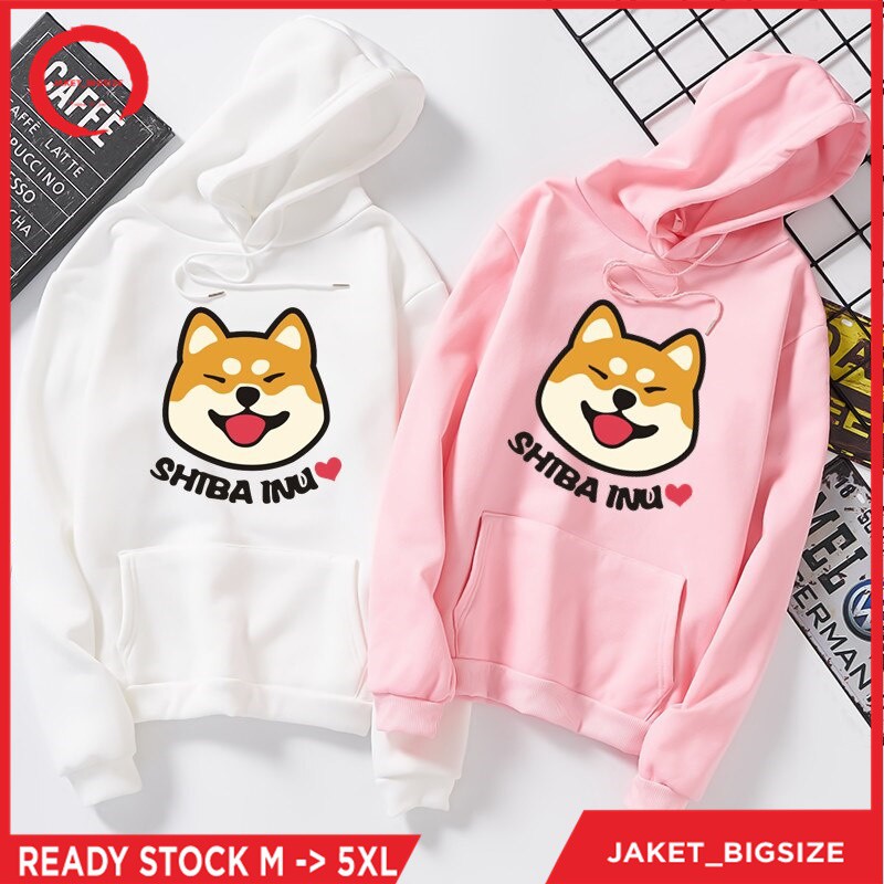 Jaket Hoodie shiba inu Kawaii Harajuku jumbo bigsize pria wanita ukuran m l xl xxl xxxl xxxxl xxxxxl