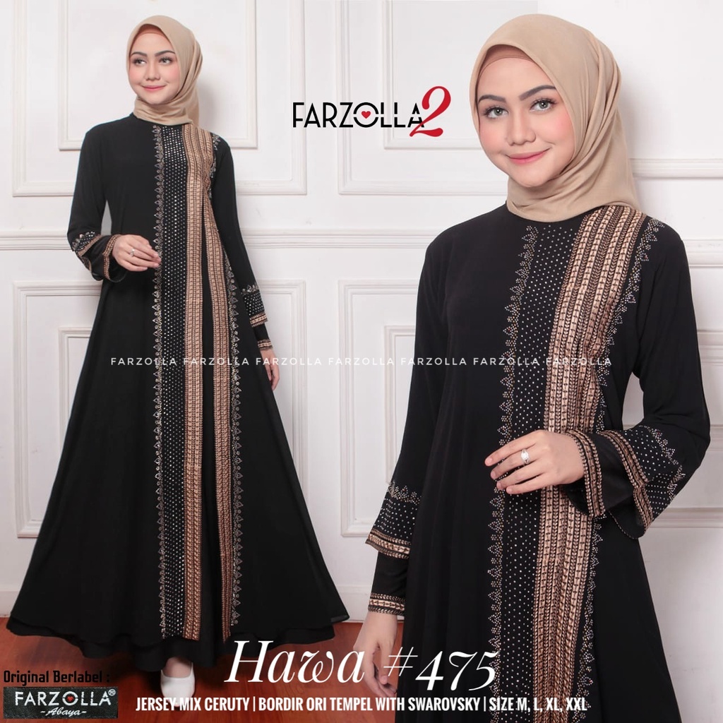 Baju Gamis Wanita Abaya Turkey Bahan Jetblack Hawa #475 Farzolla