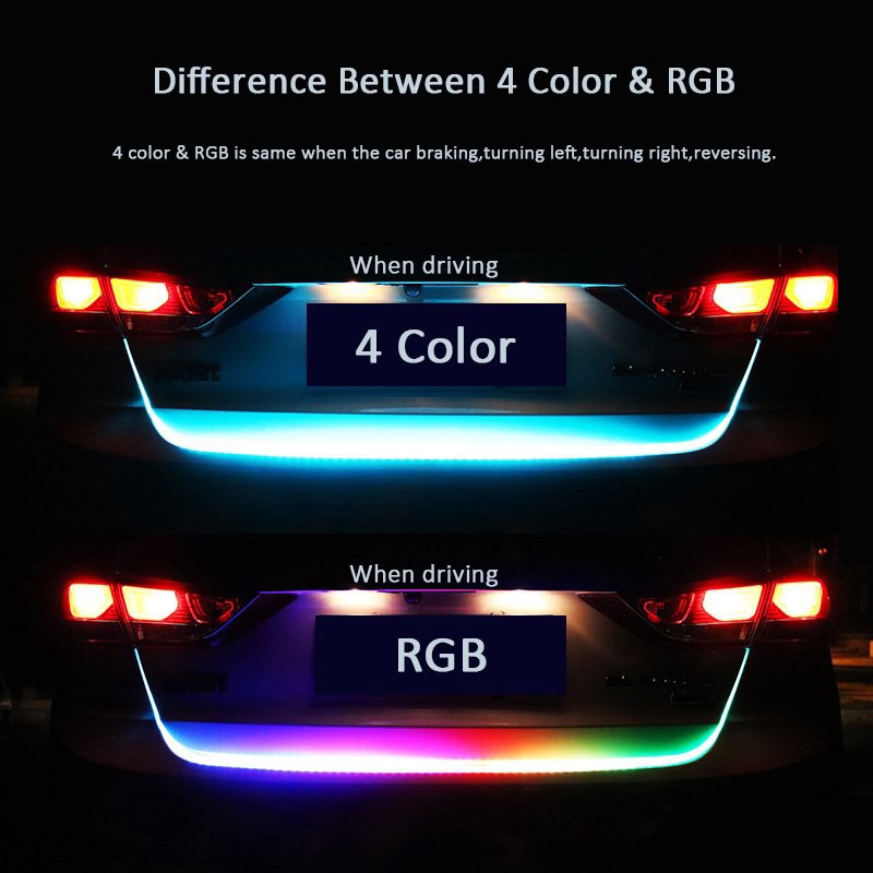 Car Tail Light RGB Colorful Flowing LED Trunk Strip Trunk Dynamic Blinkers Led Turn Light LED DRL Light