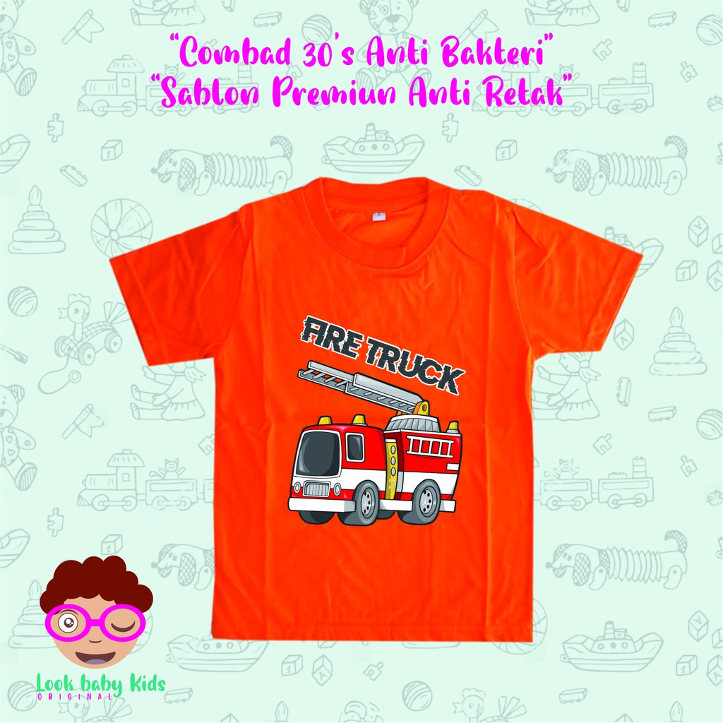 KAOS ANAK FIRE TRUCK PEMADAM 2-14TH