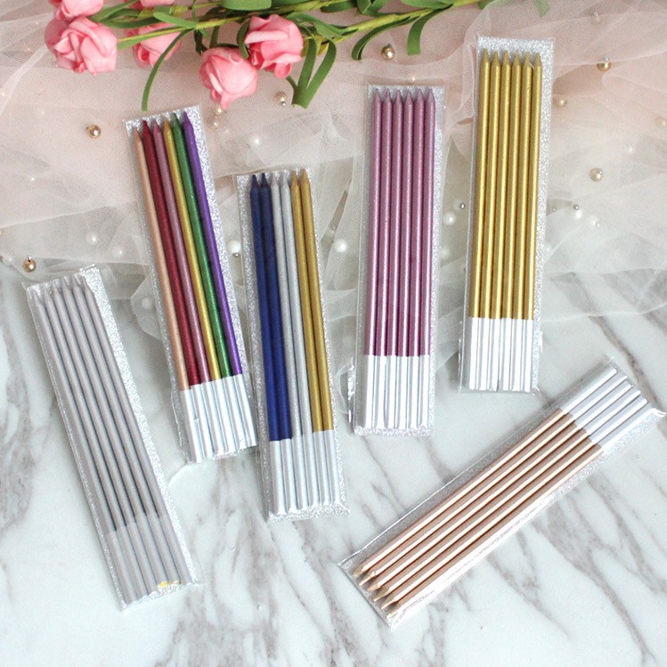 Lilin Panjang Metallic 6/set Lilin ulang tahun ultah birthday candle bday lilin lucu unik cantik