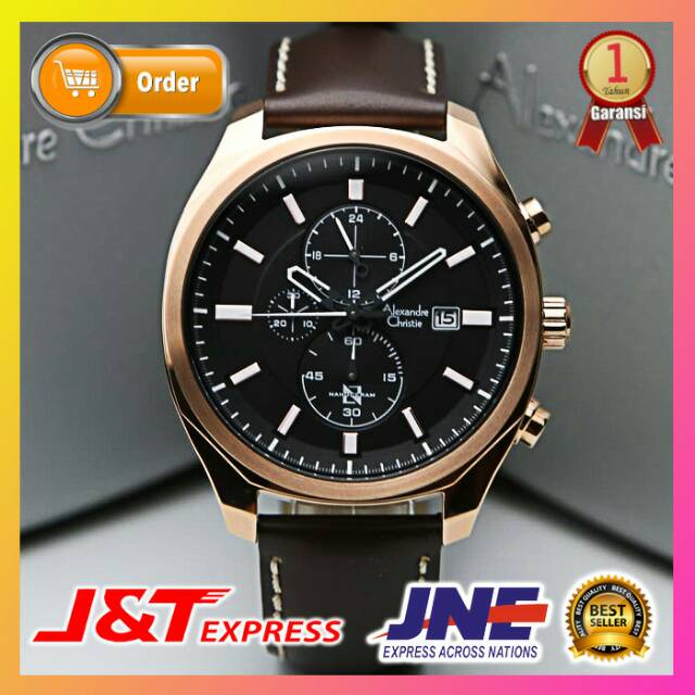 JAM TANGAN ALEXANDRE CHRISTIE PRIA COWOK AC 6550 ROSEGOLD BROWN JAM ALEXANDER CHRISTIE ORIGINAL