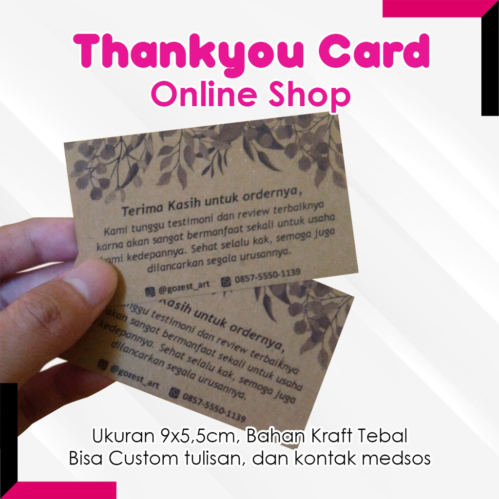 

KARTU UCAPAN berbahan KRAFT / Thank You Card Custom / Thank You Card Online Shop