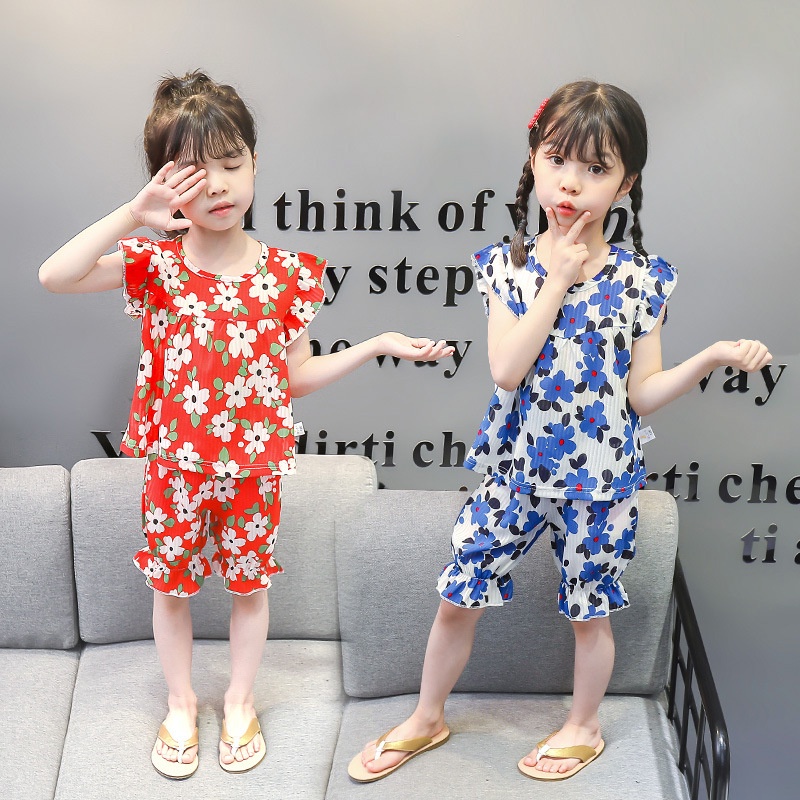 DinoDino SETELAN HARIAN IMPORT ANAK PEREMPUAN KOREA STYLE MOTIF BUNGA MELATI JASMINE FLOWER KATUN SI