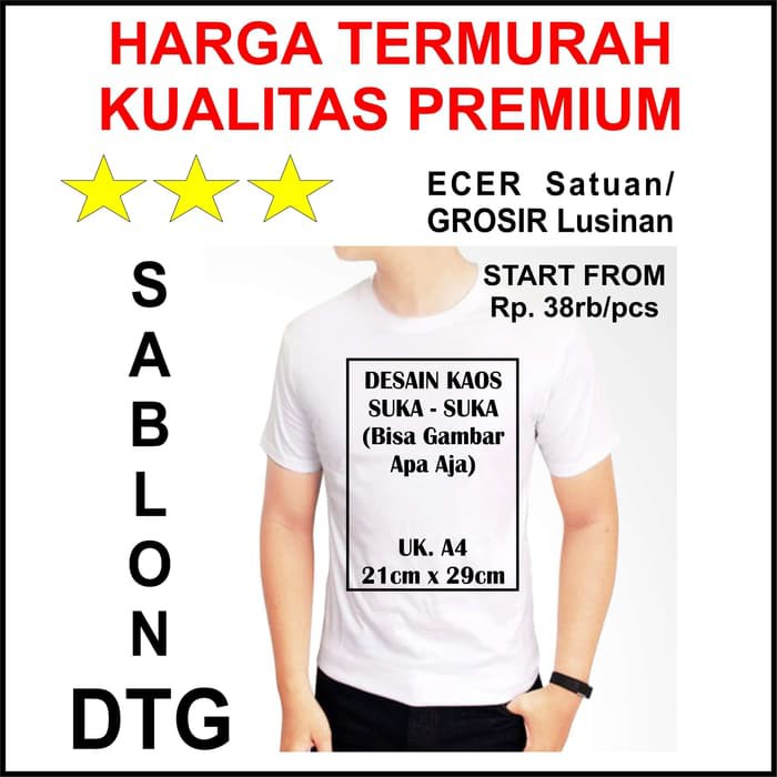 KAOS CUSTOM MURAH - BAJU CUSTOM PUTIH DEWASA - KAOS PRINTING DTG