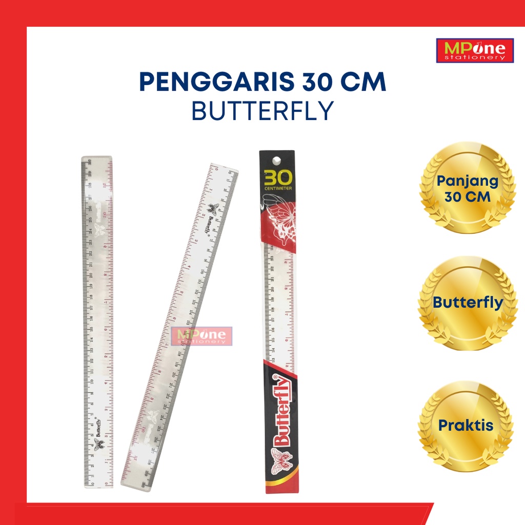 

Penggaris Butterfly 30cm / Penggaris Bening Panjang / Penggaris 30CM