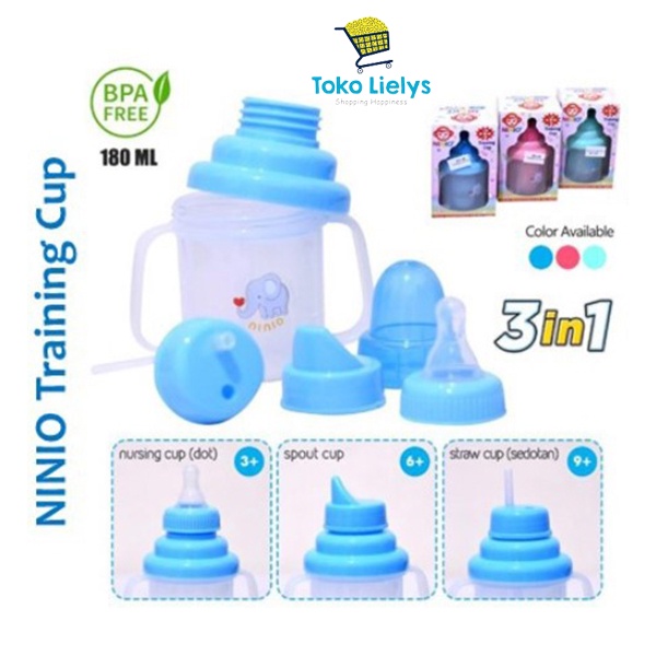 Ninio Training Cup 3in1/ Botol Minum Anak 180ml F-338