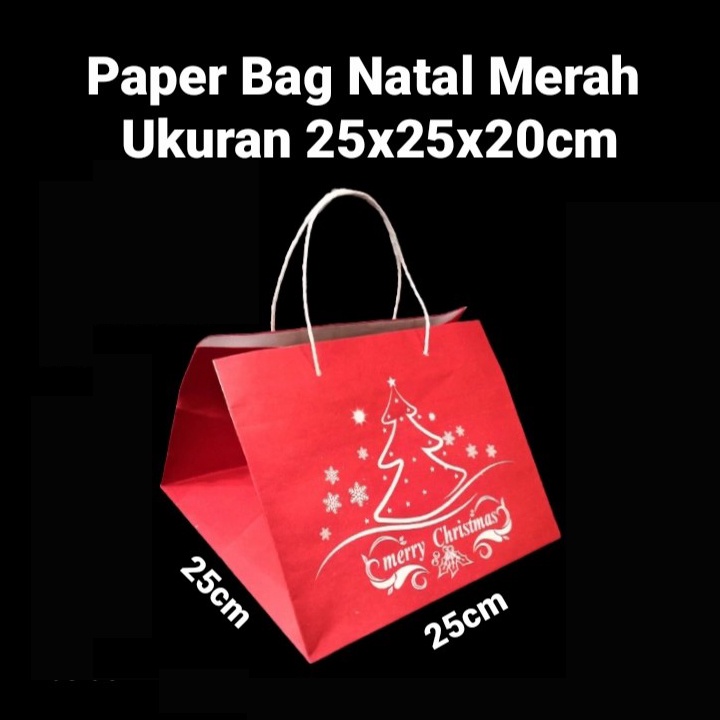 

paperbag natal merah goodie bag 4 toples 500 gr edisi xmas paper bag box kue brownies merry christmas