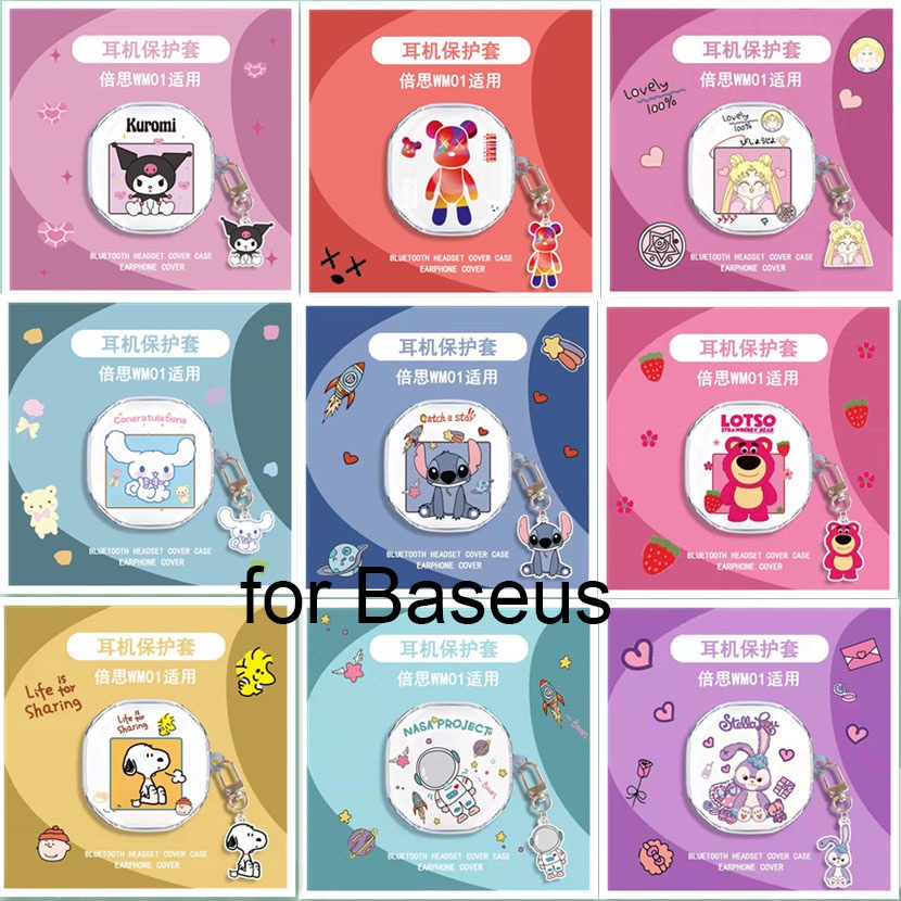 Baseus WM01 Soft Case TPU Transparan Anti Jatuh Motif Kartun Lucu Cover Proteksi Earphone Bluetooth