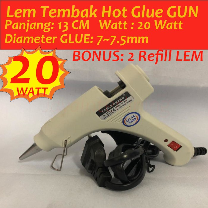 Lem Tembak Pistol Hot Glue Gun Stick Kecil 20 Watt