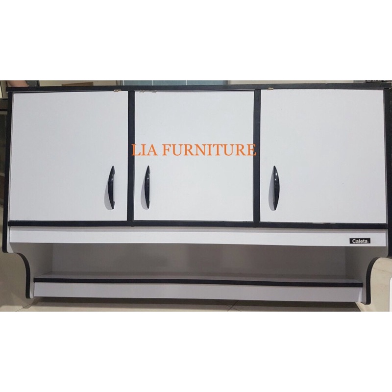 kitchen set atas   rak dapur   lemari dapur minimalis full putih 3 pintu   c 843