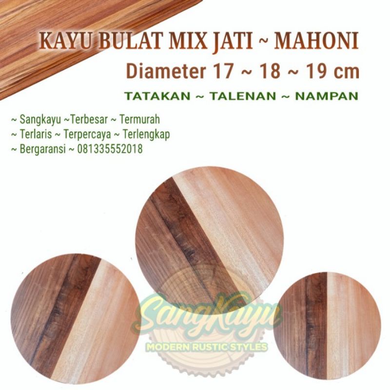 Talenan kayu bulat wooden cutting board tatakan panci kayu bulat