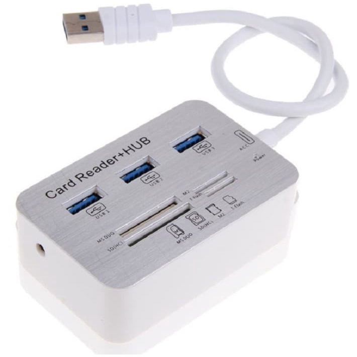 USB HUB 3.0 3 PORT DAN CARD READER 4 SLOT COMBO ALUMINIUM HIGH QUALITY