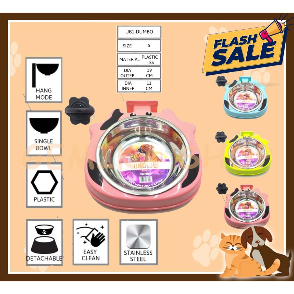 TEMPAT MAKAN GANTUNG HEWAN UBOWL DUMBO &amp; HANGER [ DOG CAT BOWL ]