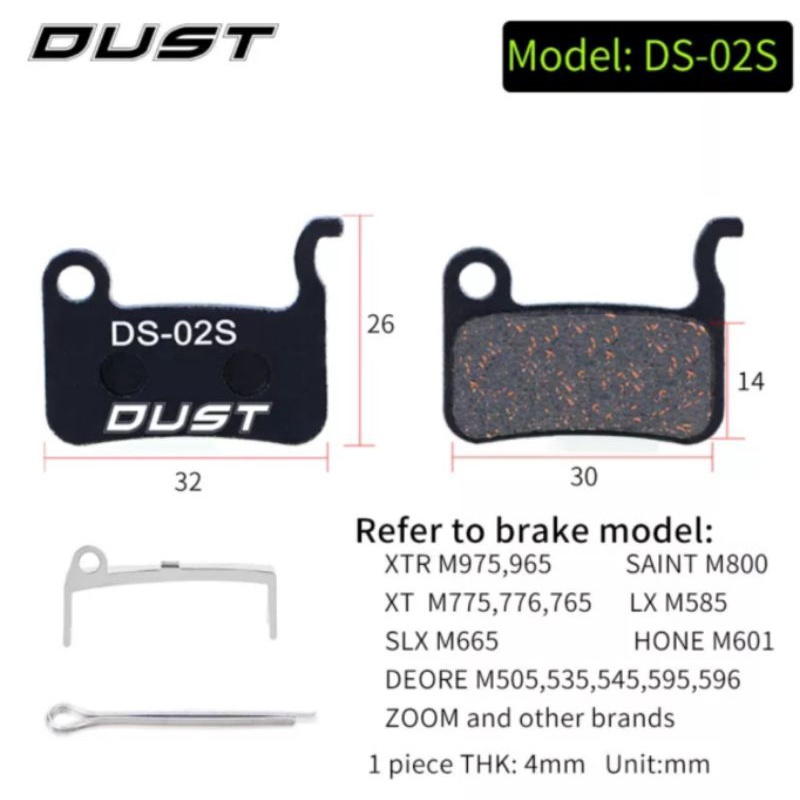 Dust DS-02S Brake Pad Shimano Deore SLX XT LX Saint Kampas Rem Sepeda