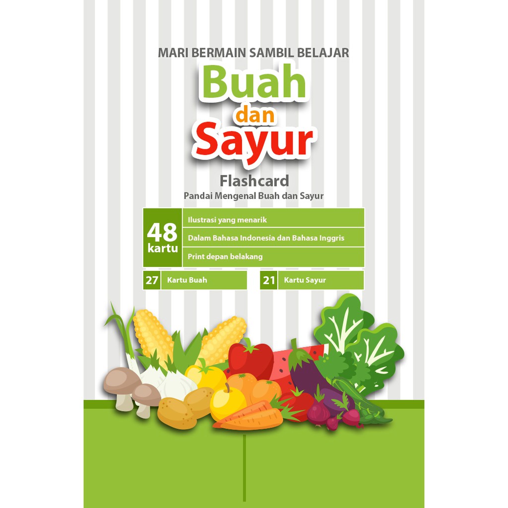 [1KG=10PCS] Konsep Flashcard Buah dan Sayur / Flash Card / Mainan Edukasi Kartu Pintar Anak