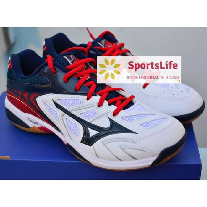  SEPATU BADMINTON MIZUNO WAVE FANG SS2  WIDE ORIGINAL WHITE 