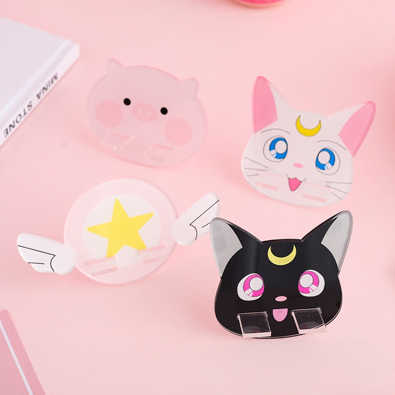 Stand Holder Bentuk Kucing Sailor Moon Bahan Akrilik Untuk Handphone Universal