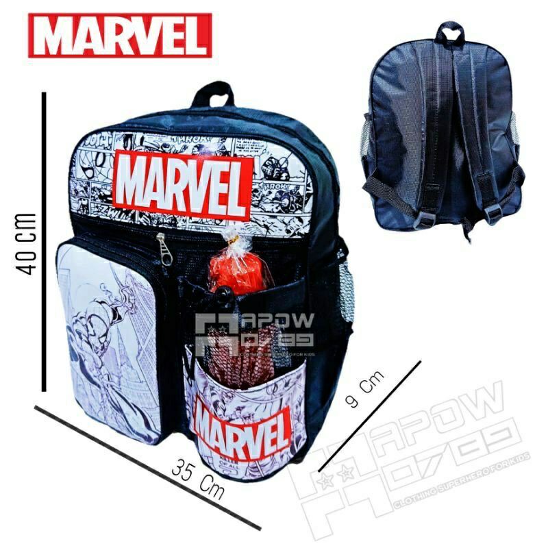 Tas Ransel 3in1 anak sekolah original Marvel Ransel+waistbag+topi bonus botol minuman