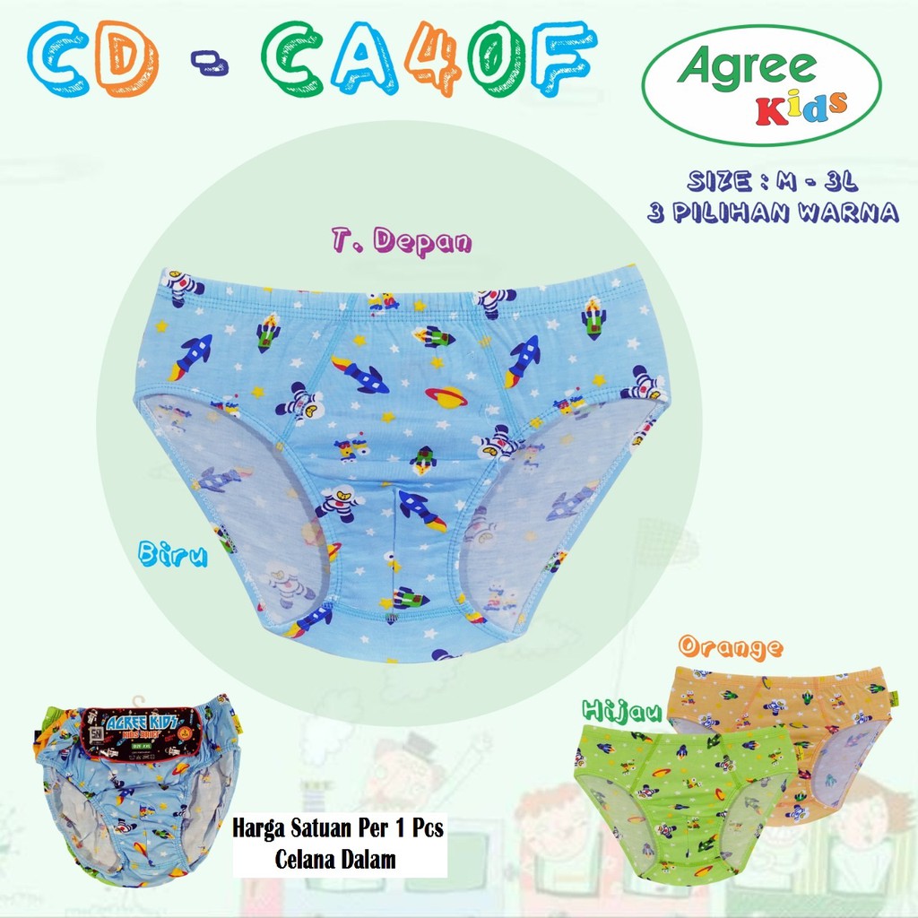 CD Katun Segitiga Anak Cowok Agree CA39 &amp; CA40 / Celana Dalam Anak Pria Lak-Laki / CD Kids Agree