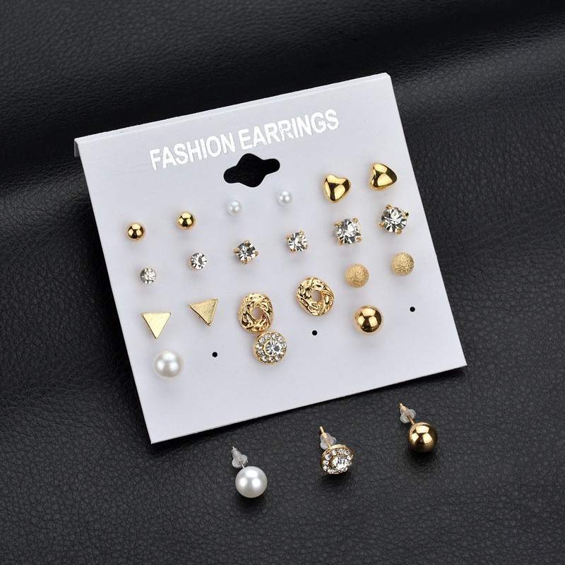 Anting Tusuk Bentuk Persegi Hias Zircon Hati untuk Wanita SS520