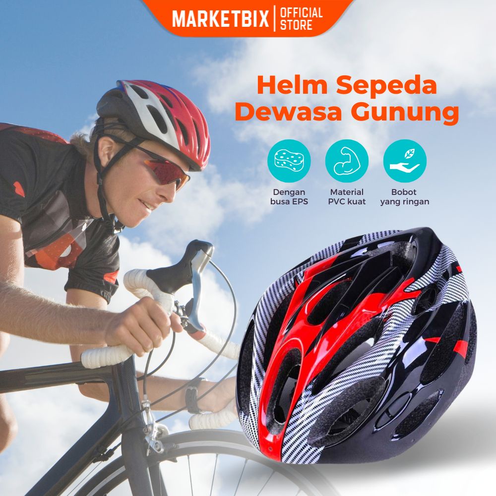 MARKETBIX Helm Sepeda Universal Gunung Mtb BMX Ringan EPS PVC Pelindung Kepala