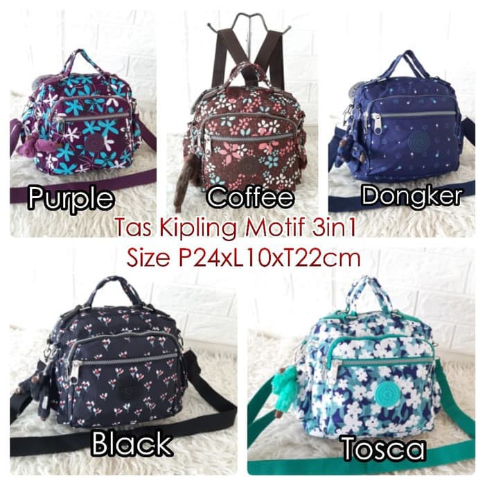 KP608M Tas Kipling Motif Tas Import Wanita Kipling 3in1 - Tosca