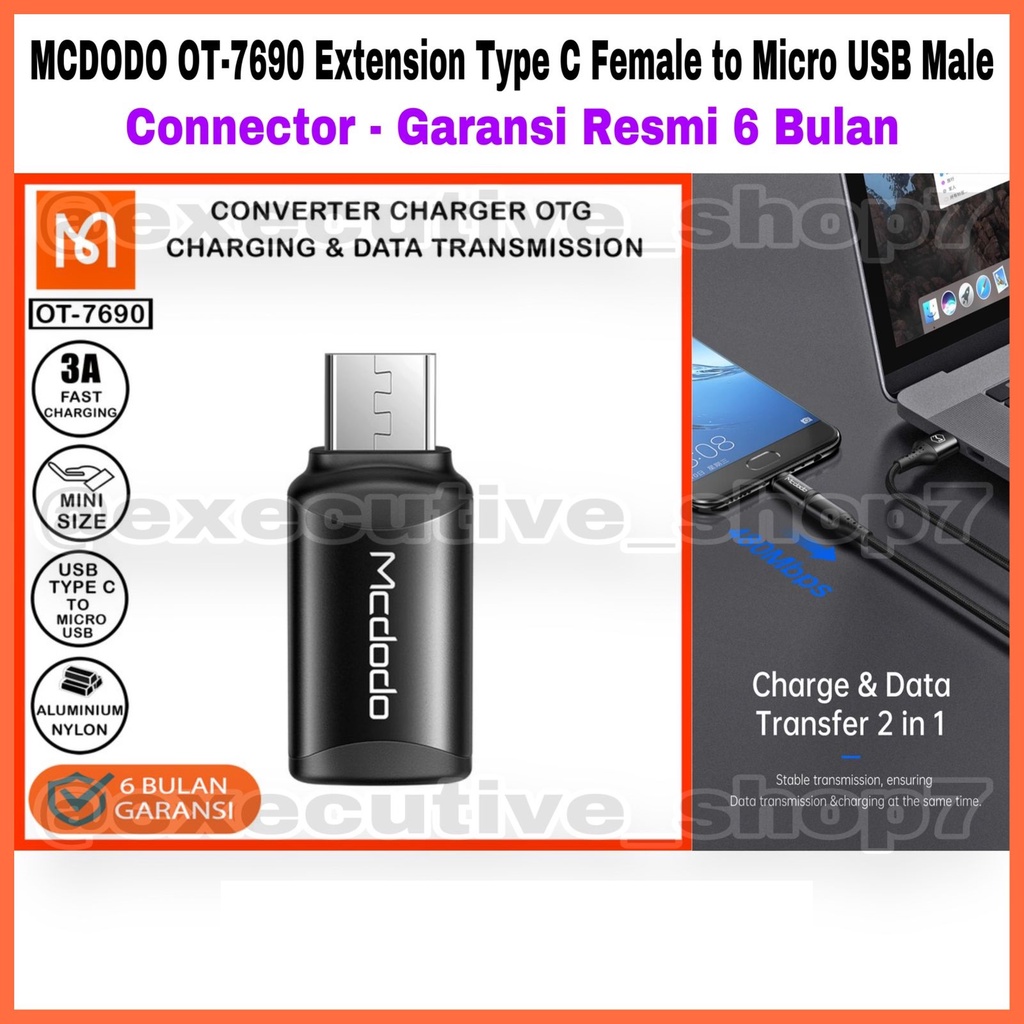 MCDODO OT-7690 Extension Type C Female to Micro USB Male - Connector - Garansi Resmi 6 Bulan