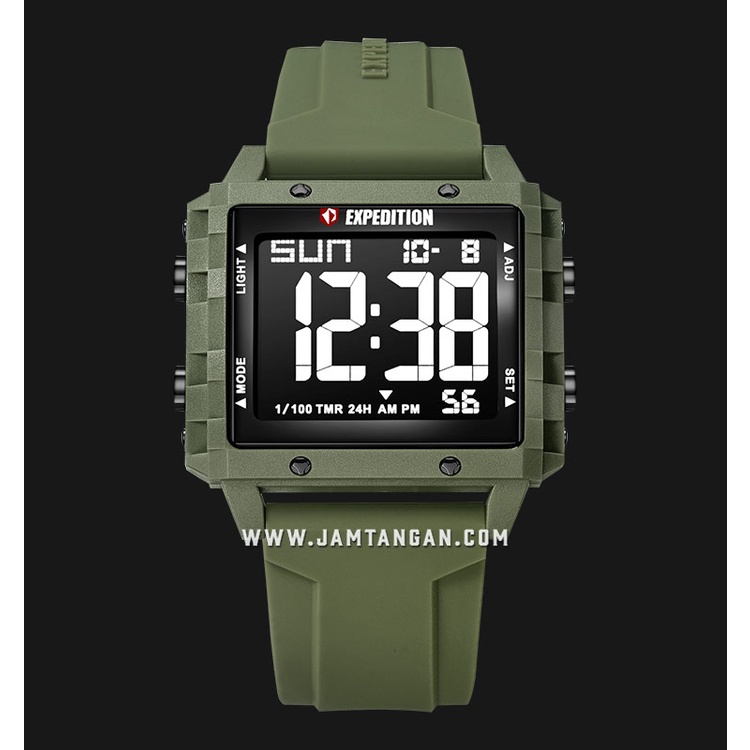 Expedition E 6817 MH RIGBAGN Digital Dial Green Olive Rubber Strap