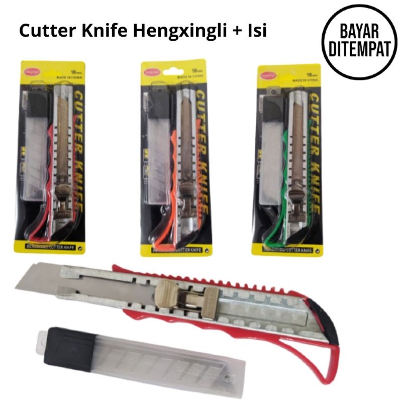 

BWDG Cutter Knife Hengxingli Plus Isi Mata Pisau Besi 18mm Tajam Awet Pisau Pemotong Kertas