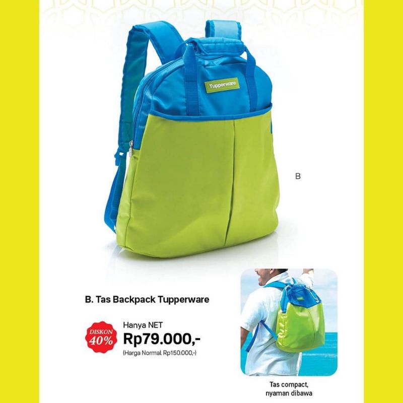 original tas tfor2 Tupperware backpack / ransel dewasa jumbo
